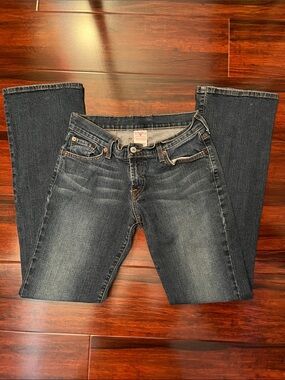 Lucky Brand Women's Medium Dark Blue Midrise Flare Jeans Dungarees Montesano